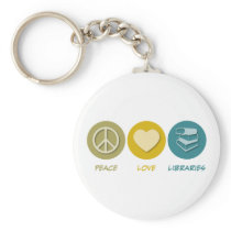 Peace Love Libraries Key Chain