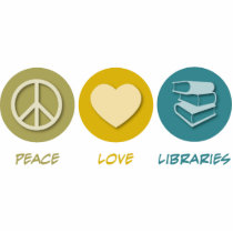 Peace Love Libraries photo sculptures