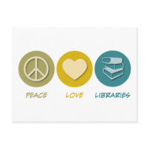 Peace Love Libraries postcards