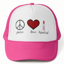 Peace, Love, Lipstick hats