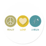 Peace Love Lyrics Round Sticker
