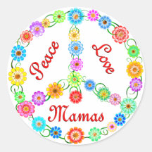 Peace Love Mamas Round Sticker