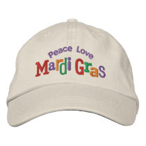 Peace Love Mardi Gras Embroidery Hat Baseball Cap