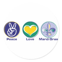Peace Love Mardi Gras stickers