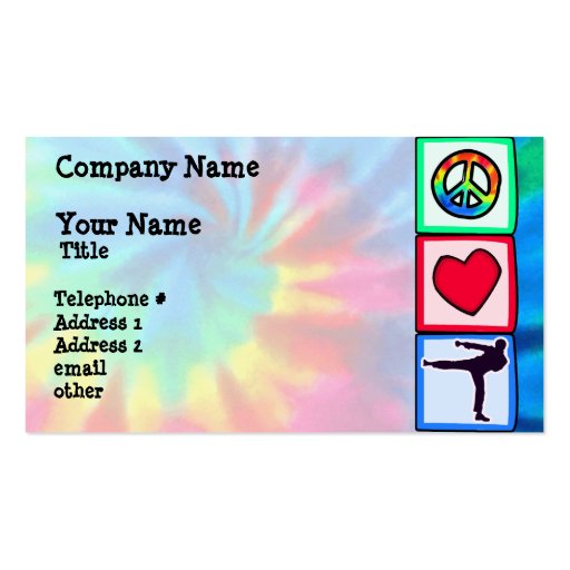 Peace, Love, Martial Arts Business Cards (front side)