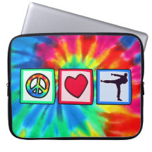 Peace, Love, Martial Arts Laptop Computer Sleeves