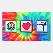 Peace, Love, Martial Arts Rectangular Stickers