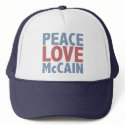 Peace Love  McCain hats
