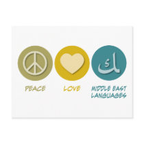 Peace Love Middle Eastern Languages postcards by 1000suns Peace Love Middle Eastern Languages postcards