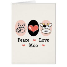 Peace Love Moo Cow Greeting Card