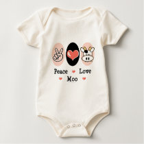 Peace Love Moo Cow Organic Baby Bodysuit t-shirts