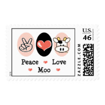 Peace Love Moo Cow Postage Stamps