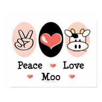 Peace Love Moo Cute Cow Poster posters