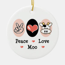 Peace Love Moo Ornament
