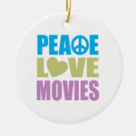 Peace Love Movies Christmas Ornament