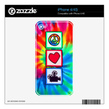 Peace, Love, Movies Decals For The iPhone 4S