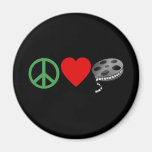 Peace Love Movies Fridge Magnet