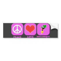 Peace Love Mozambique bumper stickers by coolcountry Peace Love Mozambique bumper stickers