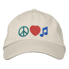 Peace Love Music Embroidered Cap Baseball Cap