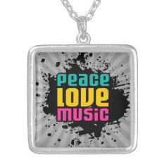 Peace love music necklace