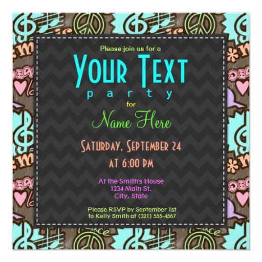Peace, Love, Music Personalized Announcement