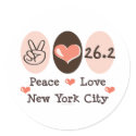 Peace Love New York City 26.2 Stickers by RunnerTeesGifts Peace Love New York City 26.2 Stickers