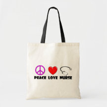 Peace Love Nurse Canvas Bags