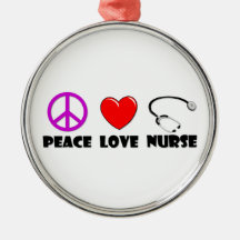 Peace Love Nurse Ornaments