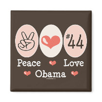 Peace Love Obama 44 Magnet by DemocraticTeesGifts Peace Love Obama 44 Magnet