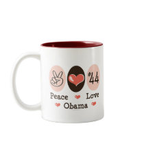 Peace Love Obama 44 Mug by DemocraticTeesGifts Peace Love Obama 44 Mug