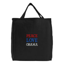 PEACE, LOVE, OBAMA embroidered bags by 08bama PEACE, LOVE, OBAMA embroidered bags