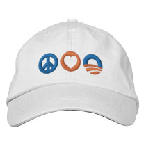 Peace Love Obama embroidered hats