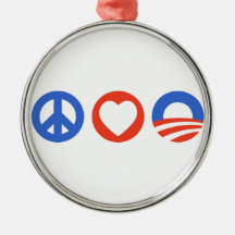 Peace Love Obama Ornament