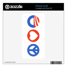 Peace Love Obama Skin For iPhone 4S
