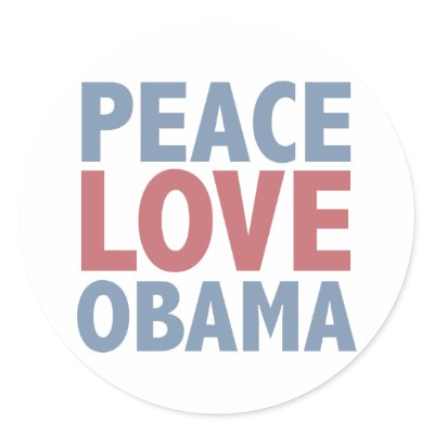 Peace Love Obama Tees and Gifts Stickers by TeeShirtsTShirts