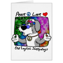 Peace Love Old English Sheepdog Card