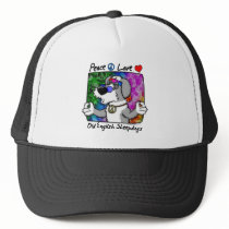 Peace Love Old English Sheepdog Hat by MenagerieMayhem Peace Love Old English Sheepdog Hat