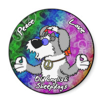 Peace Love Old English Sheepdog Magnet