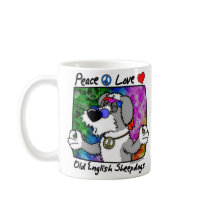 Peace Love Old English Sheepdog Mug