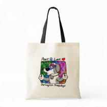 Peace Love Old English Sheepdog Tote Bag