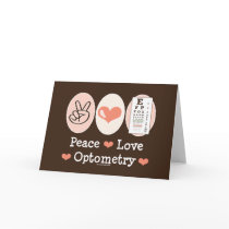 Peace Love Optometry Greeting Card by MedicalTeesGifts Peace Love Optometry Greeting Card