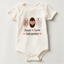 Peace Love Optometry Optometrist Baby Bodysuit t-shirts by MedicalTeesGifts Peace Love Optometry Optometrist Baby Bodysuit t-shirts