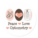 Peace Love Optometry Stickers by MedicalTeesGifts Peace Love Optometry Stickers