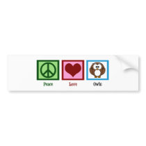 Peace Love Owls Bumper Stickers