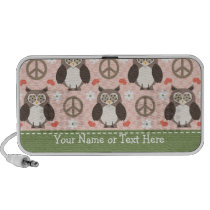 Peace Love Owls Doodle Speakers Personalized