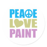 Peace Love Paint Round Sticker