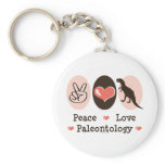 Peace Love Paleontology Dinosaur Keychain