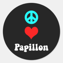 Peace love Papillon Round Sticker
