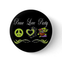 Peace Love Party buttons by FracturedTees Peace Love Party buttons