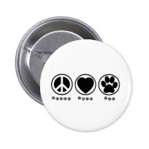Peace Love Paw Pinback Button